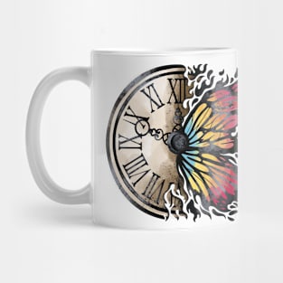 BUTTERFLY AND VINTAGE CLOCK Mug